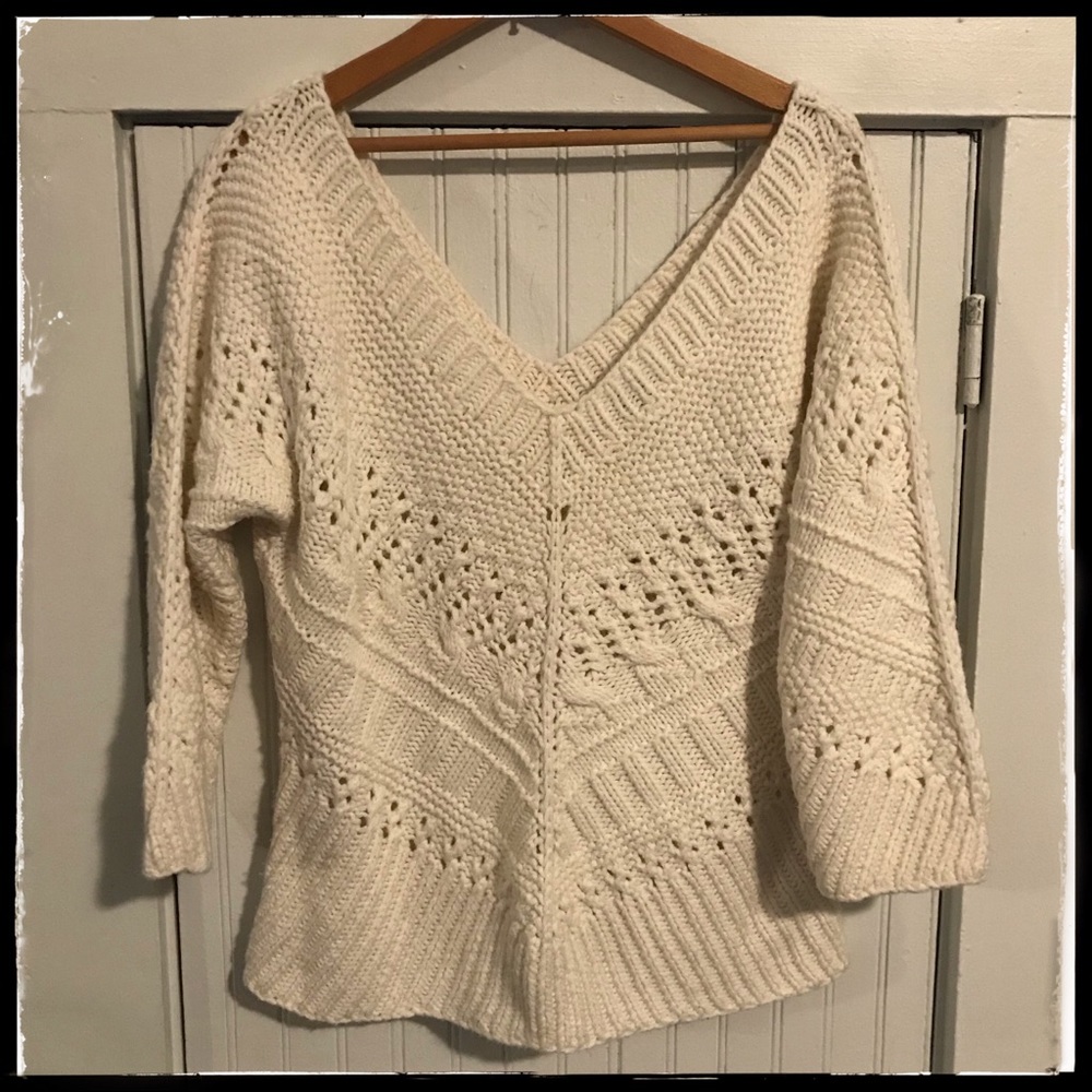 The Limited Off-White Off-the-Shoulder Sweater